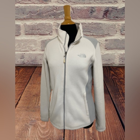 Women’s The North Face zip up fleece jacket cream size medium - Picture 1 of 7